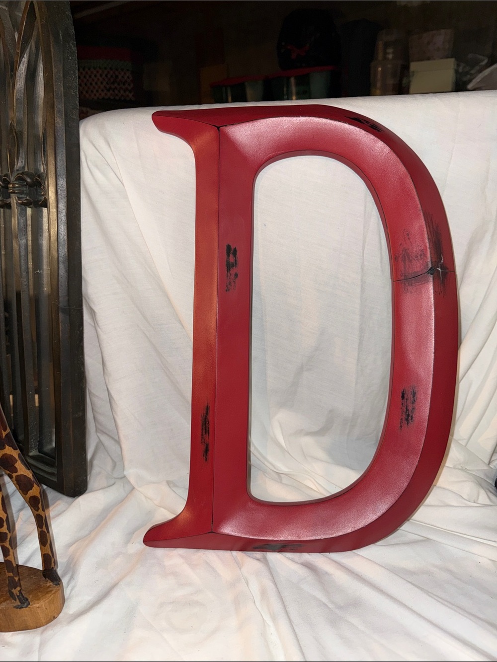 Red Decorative Letter D Wall Sculpture